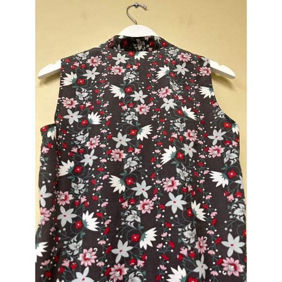 Cabi Size Small Button Front Henley Blouse Floral Print Work Gray Red Office - Picture 6 of 11